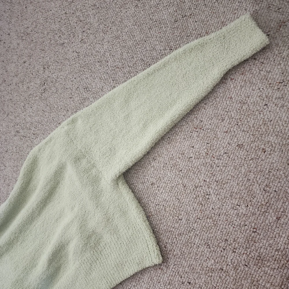 Forever 21 Spring Green Fuzzy Knit Cropped Cardigan & Cami Set